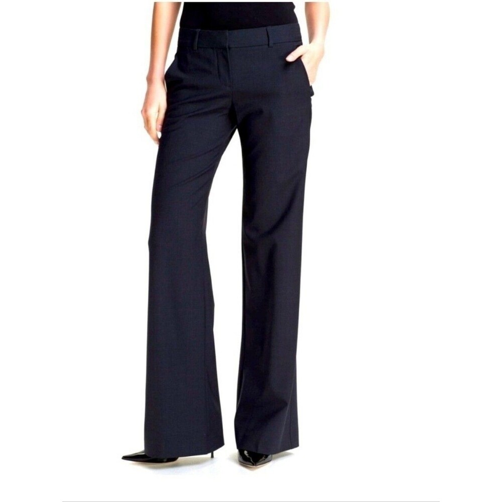Theory Emery Linen Blend Navy Pants Sz 0 NWT $225 Wide Leg Lightweight Office